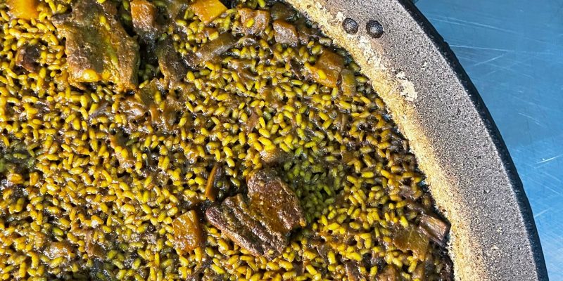 Arroz otoñal de calabaza con berenjena