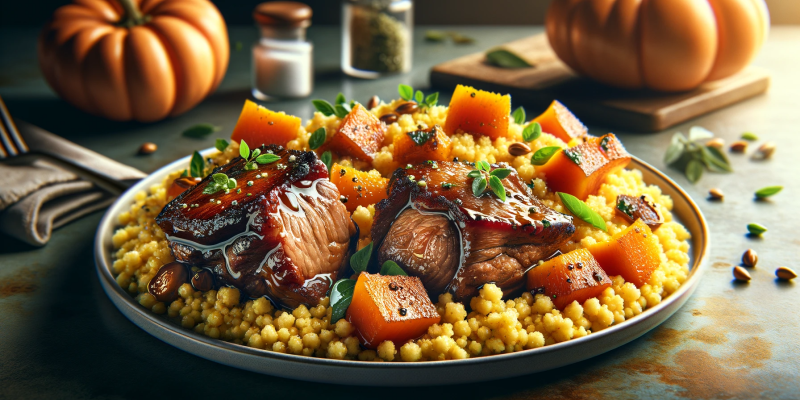 carrilleras con cuscus de calabaza