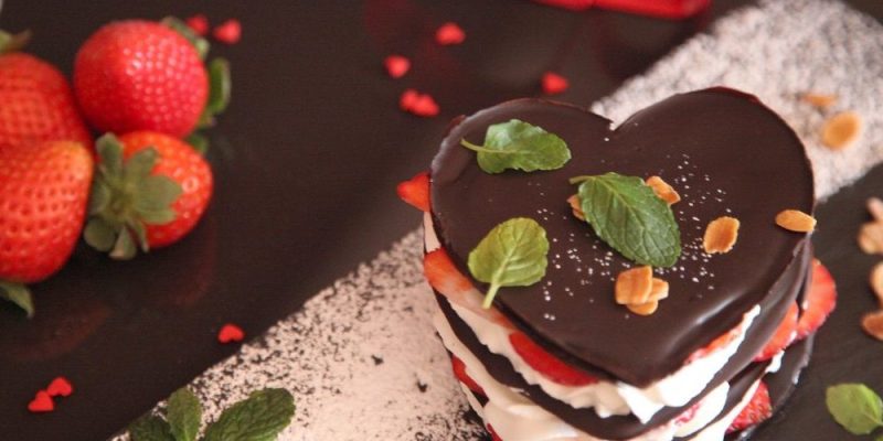 milhojas de chocolate con fresas